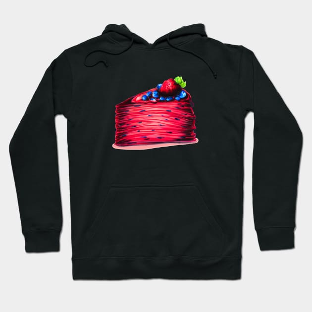 Red Strawberry Crepe Cake Hoodie by Svetlana Pelin